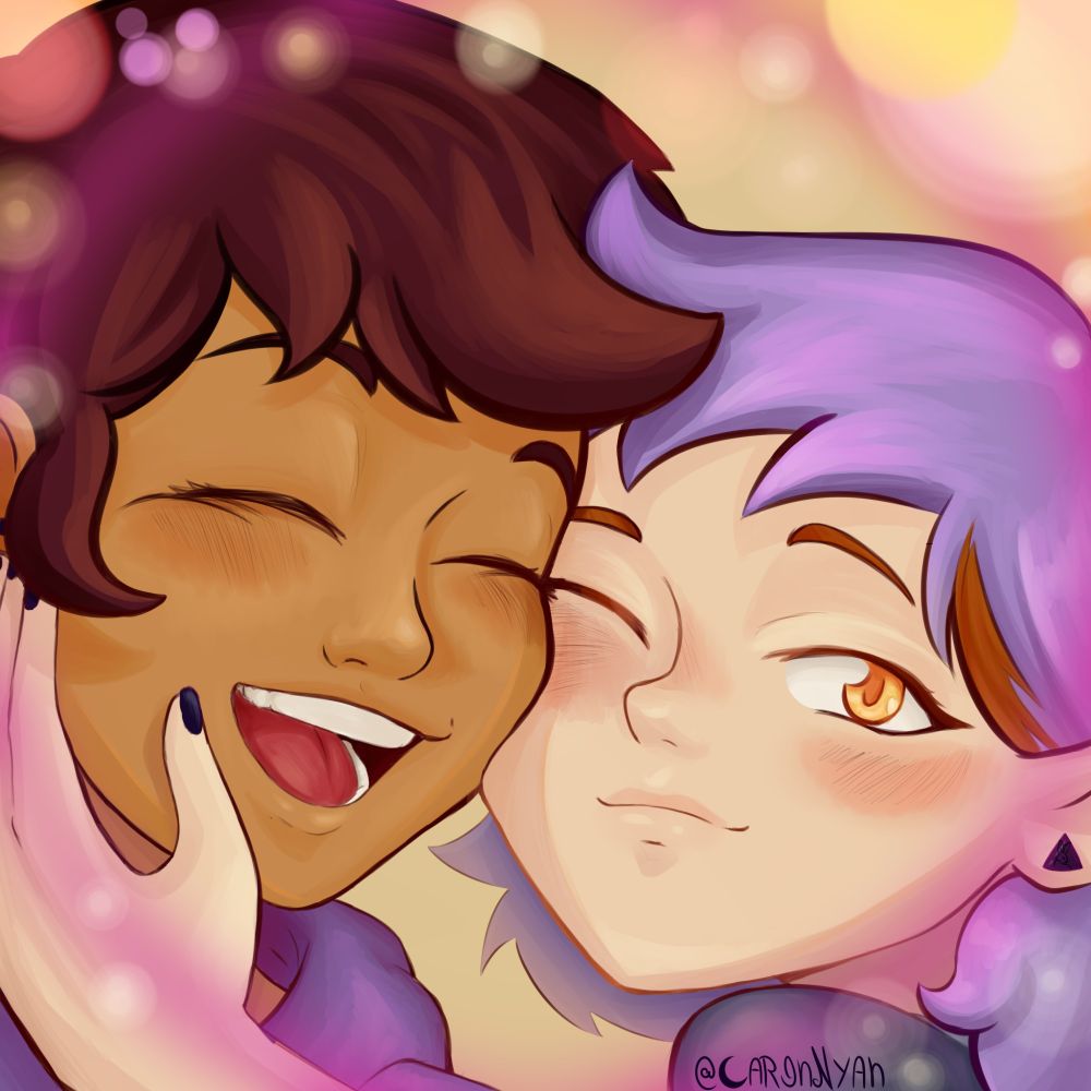 A digital drawing of Luz Noceda and Amity blight together, both from the show The Owl House