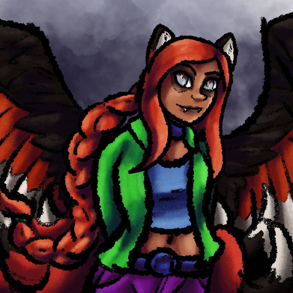 My oc K'theenya a winged kitsune woman