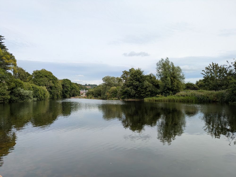 Looking back down the Usk towards the weir at Brecon