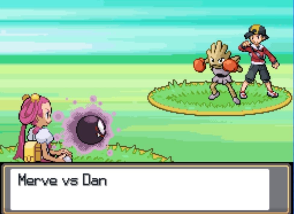 pokemon battle edit. text box says "Merve vs Dan"

Merve as Gastly, Dan as Hitmonchan