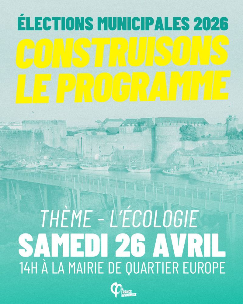 Visuel informant de l'atelier programmatique. Il aura lieu le 26 avril 2025 à 14h à la mairie de quartier Europe dans la ville de Brest.