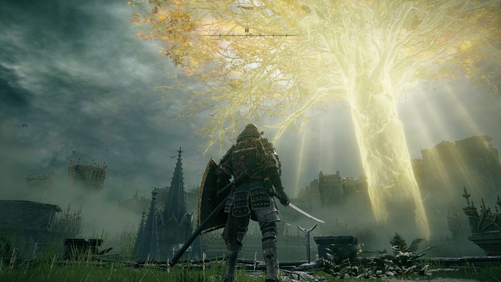 Elden Ring character overlooking Stormveil Castle