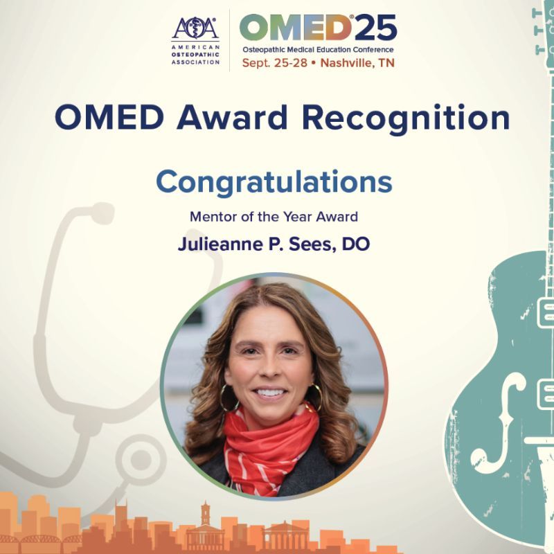 It's always a good time when we are with CCOM and AZCOM Alumni and Friends! Last Saturday, September 27, we reconnected at the Midwestern University Reception held in conjunction with OMED in Music City, U.S.A. - Nashville, TN! We were especially inspired by two of our Alumni, Dr. Julianne Sees (CCOM '07) and Dr. Pete Ajluni (CCOM '69). Congratulations to Dr. Sees for being awarded Mentor of the Year and Dr. Ajluni for his role as Chair of the Council of OMED! We are always in awe of the accomplishments of our alumni.