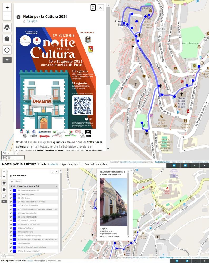 screenshot della mappa interattiva della XV Notte per la Cultura