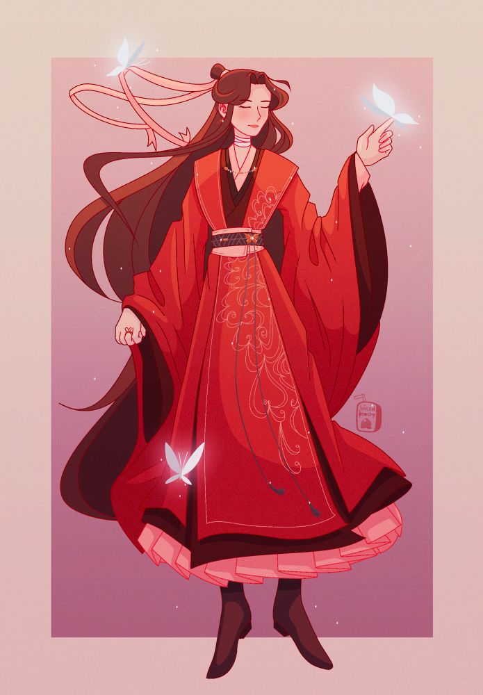 Xie Lian in red from the new short, stylized 