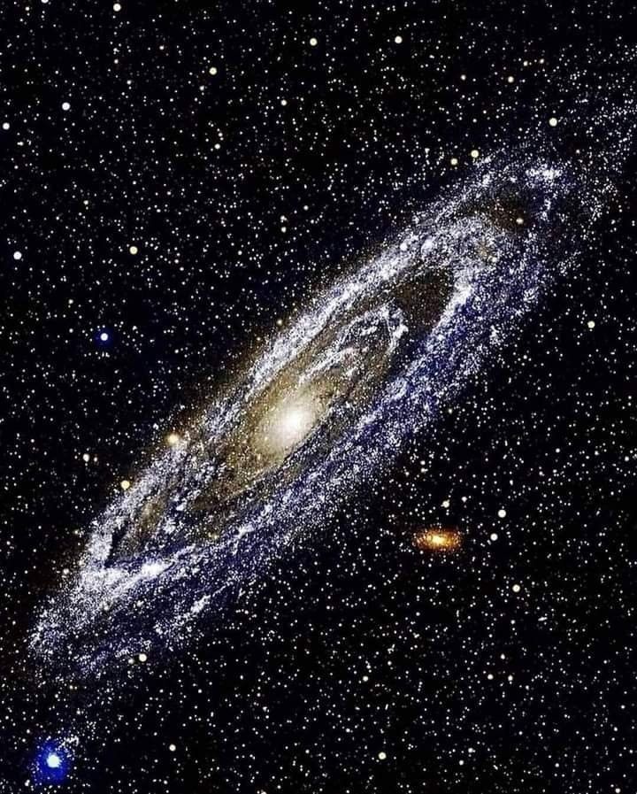 The Andromeda Galaxy is a barred spiral galaxy and is the nearest major galaxy to the Milky Way. It was originally named the Andromeda Nebula and is cataloged as Messier 31, M31, and NGC 224. Andromeda has a D₂₅ isophotal diameter of about 46.56 kiloparsecs and is approximately 765 kpc from Earth. 