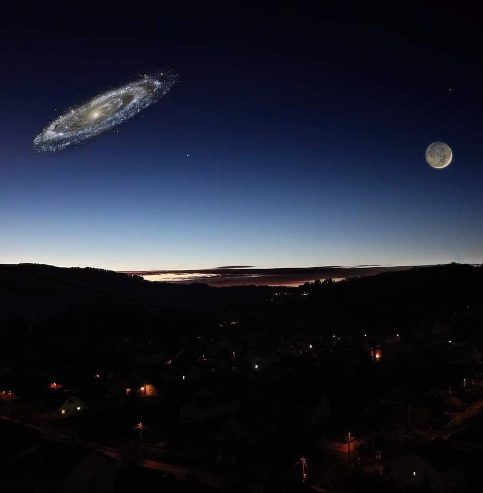 If the Andromeda galaxy were brighter, it would be a major feature in the night sky, visible even in cities with moderate light pollution: 

Huge: It would appear roughly six times larger than the moon. 

Dominant: It would dominate the sky and be easily identifiable every night. 
Visible in cities: It would be visible even in cities with moderate light pollution. 

The Andromeda galaxy is currently too far away to be easily seen: 

Distance: It's 2.5 million light years away, or about 25 Milky Way diameters. 

Visibility: Only the super-condensed nucleus of Andromeda is bright enough to be visible to the naked eye. 

Appearance: To the naked eye, the galaxy's disk appears as a fuzzy smudge about one-quarter of a degree wide. 