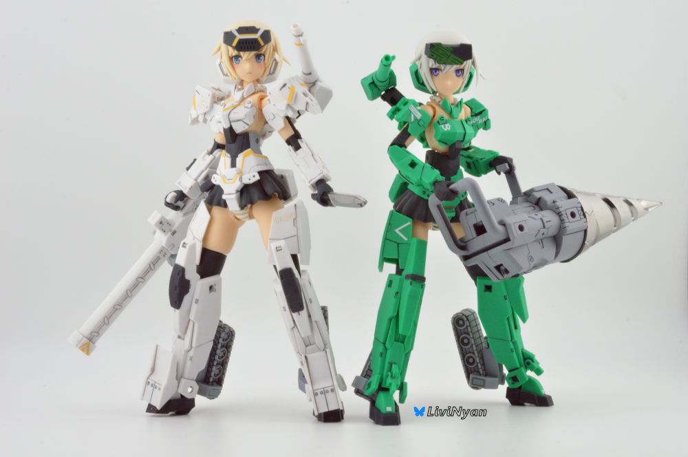 a Front on picture of two built model kits
Gourai Craftsmanship on the right
Gourai  kai ver 2.0 on the left