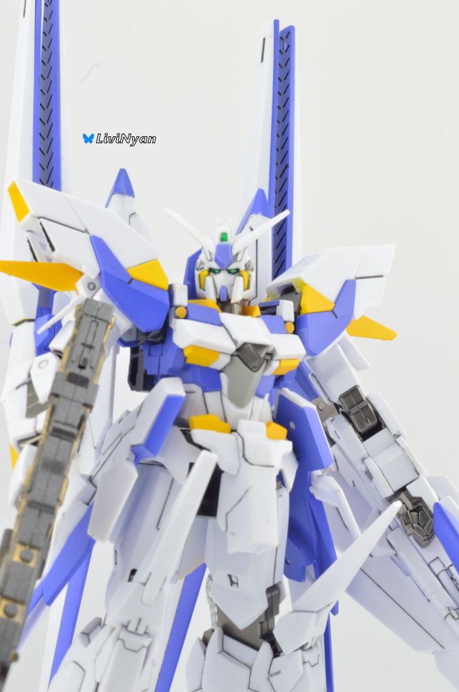 A close up picture of a model kit based on the MSN-001X Gundam Delta Kai

