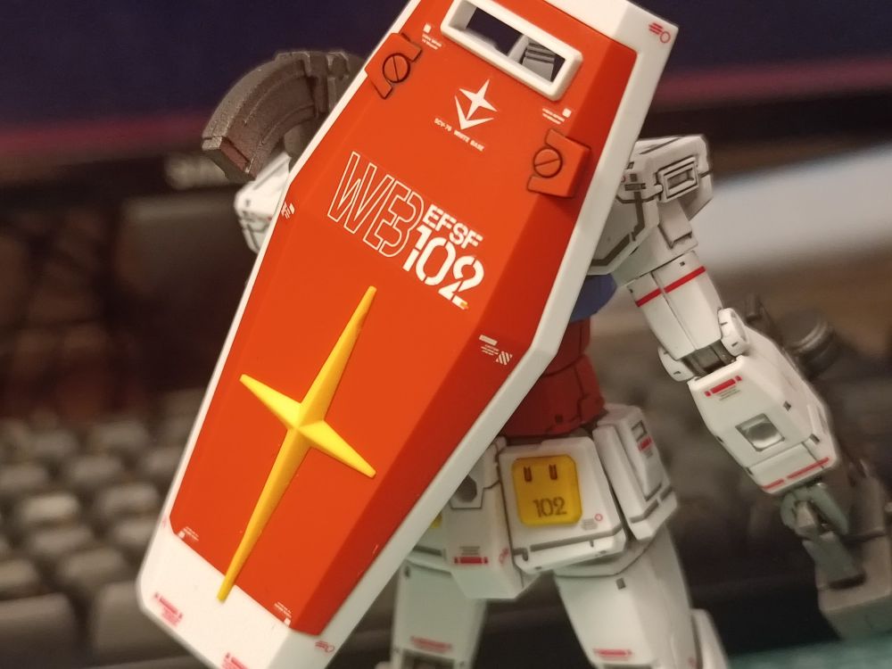 A from behind shield close up of a model kit of the 78-2 