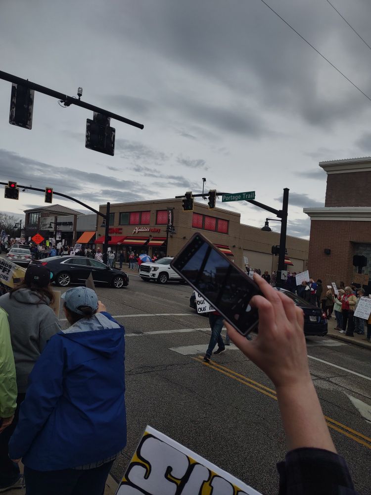 Protestors with signs
