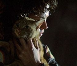 Ellen Ripley is hugging an orange cat named Jones in the movie Alien.