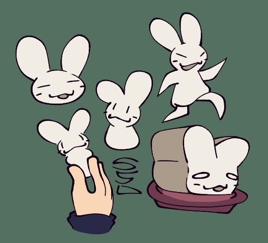 Digital art of an OC called Mochi, a shapeshifting bunny-thing