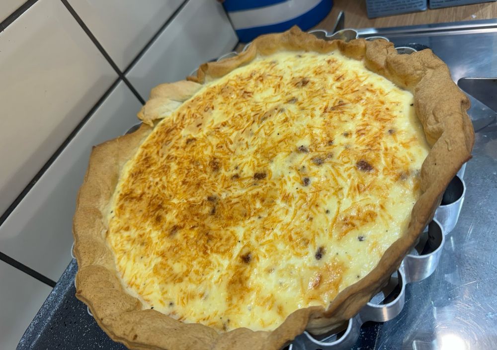 Rubbish looking quiche lorraine out of the oven