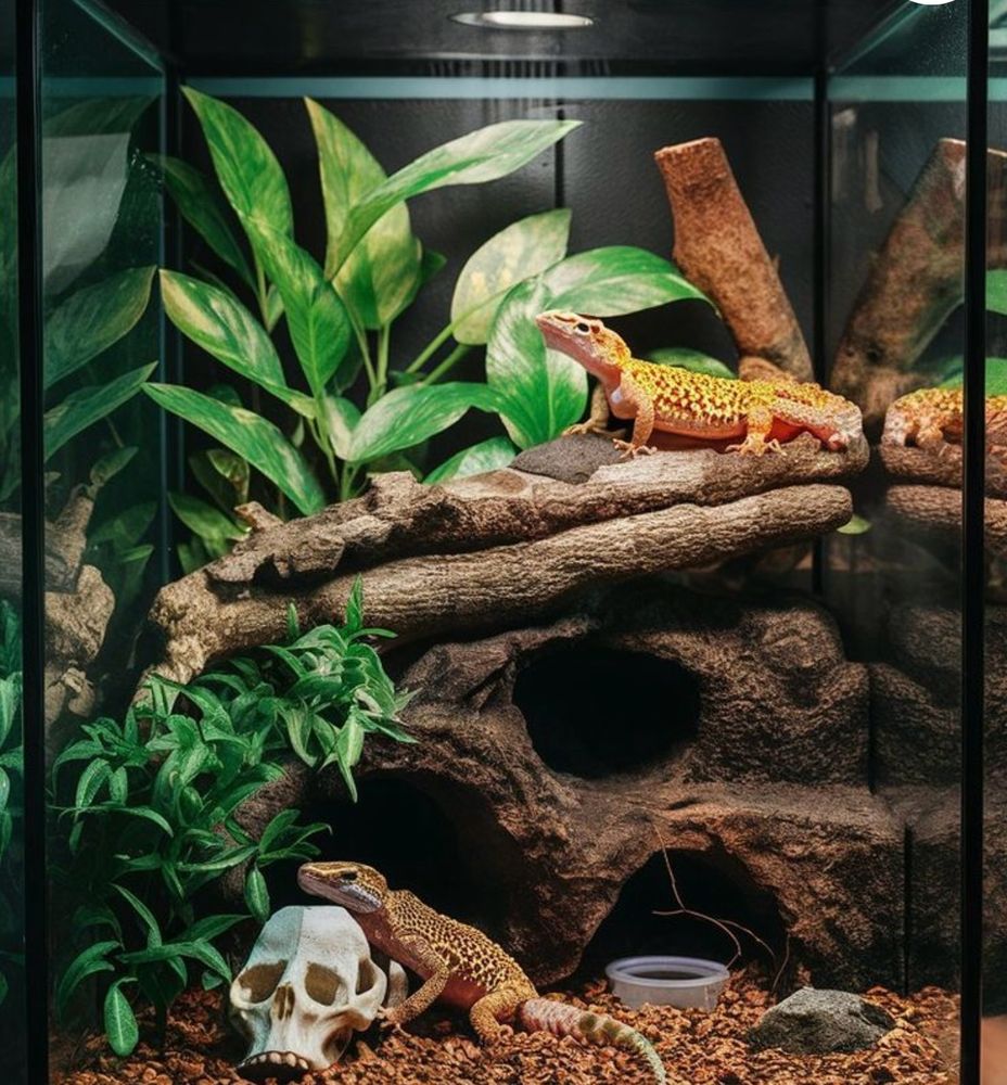 Two geckos in a terranium