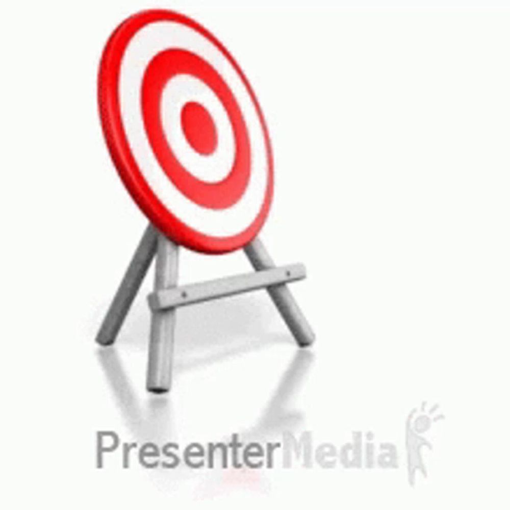 a red and white target with arrows coming out of it and the words presentermedia below it