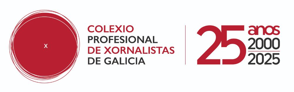 Logotipo especial polo 25 aniversario do Colexio Profesional de Xornalistas de Galicia