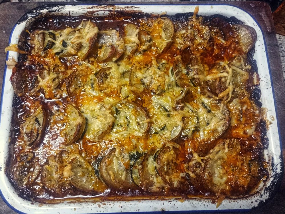 A cheesey potatoey tray on winter goodness 