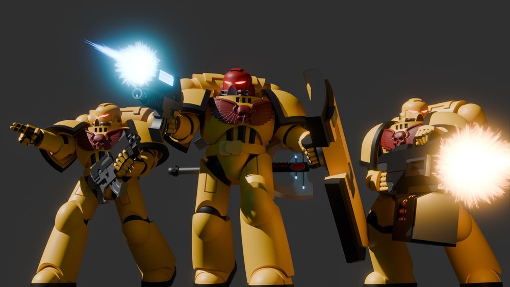 3D render of some Imperial Fist space marines