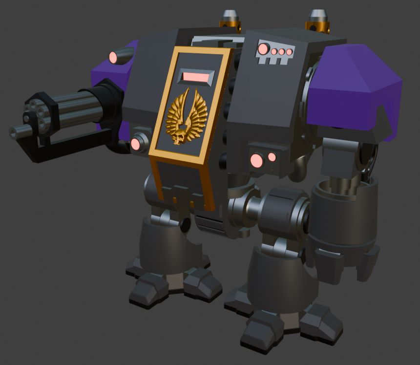 a 3D viewport screenshot of a Cyberium Crusaders (my custom chapter!) Dreadnought