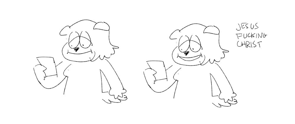 dog girl reads blue sky and says jesus fucking christ