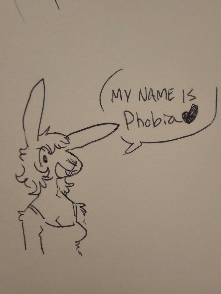 A bunnying girl says with a smile.My name is phobia
