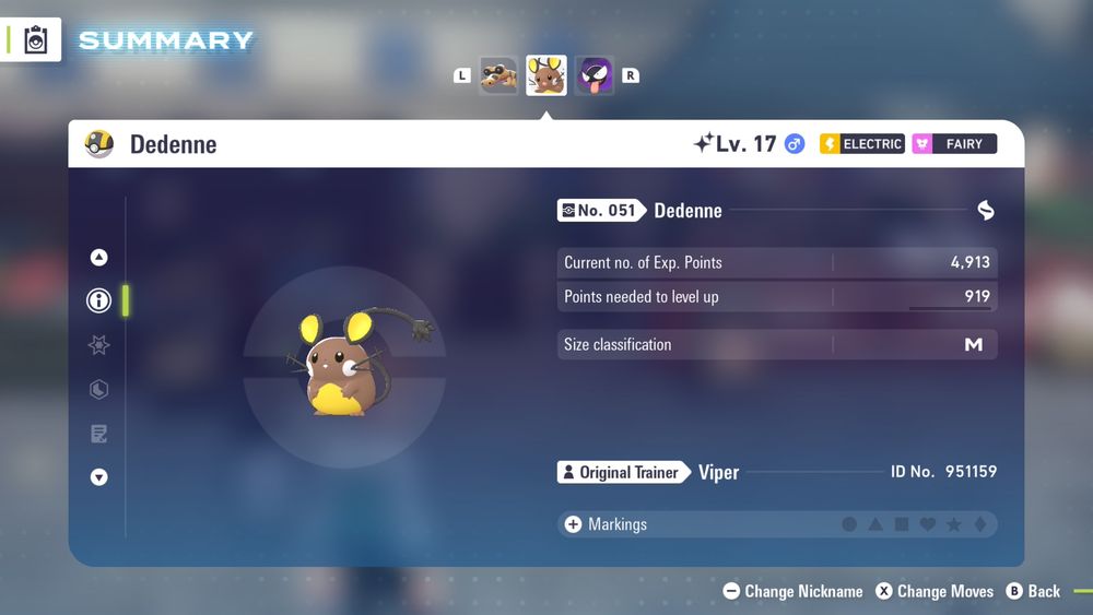 Shiny Dedenne in Pokémon Legends Z-A.
