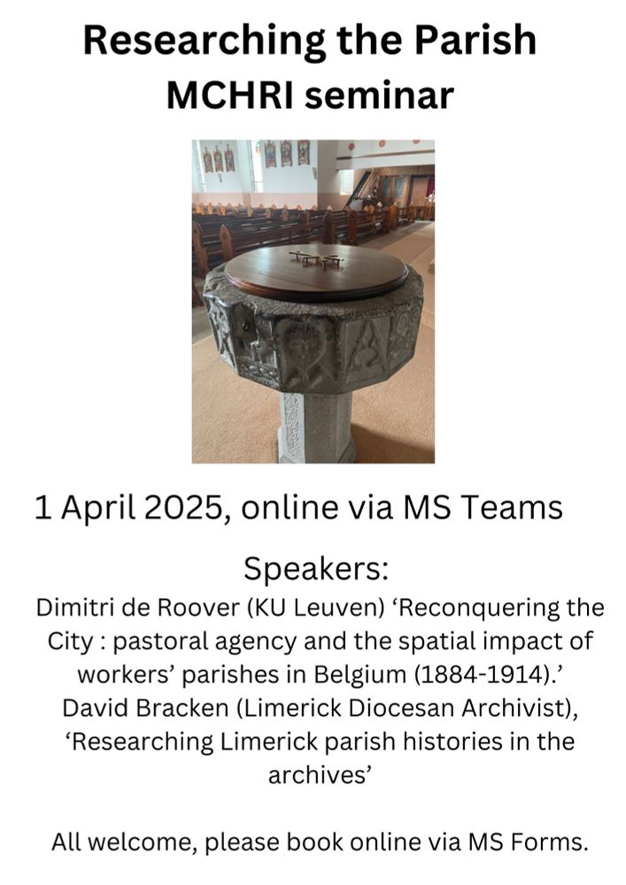 Image of poster with historic font, seminar info text 