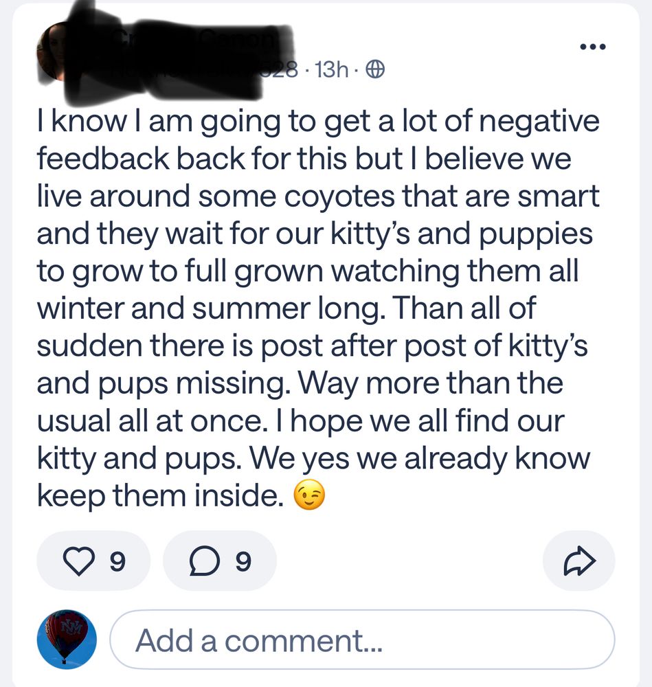 A screen shot from Next door with text. 