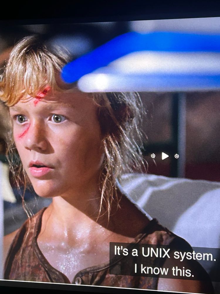 A still from Jurassic Park. "it's a Unix system. I know this. "