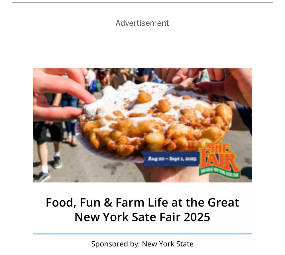 An advertisement for "the Great New York Sate Fair 2025"