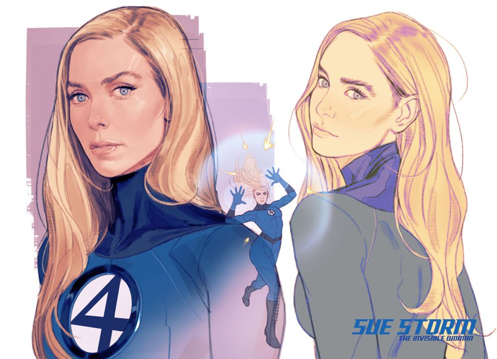 Sue Storm , know as Invisible Woman, from the Fantastic Four , Marvel comics. Marvel first family. Face by Vanessa Kirby as she is the face often the character in MCU. Wearing a 616 inspired suit with natural blonde hair 