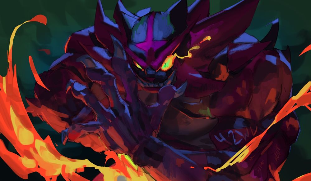 Digital painting of Incineroar. I drew it when they were announced on Super Smash Bros. Ultimate!