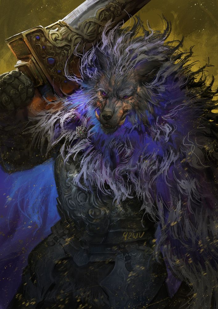 A digital Painting of Blaidd from Elden Ring.