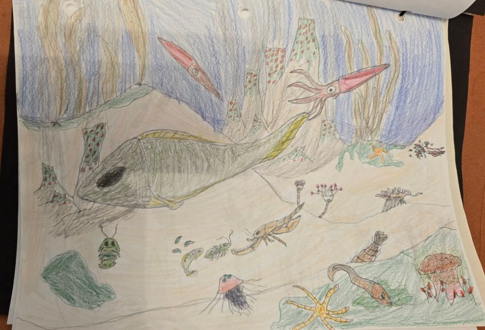 A scene inspired by walking with monsters with cephalaspis in main focus