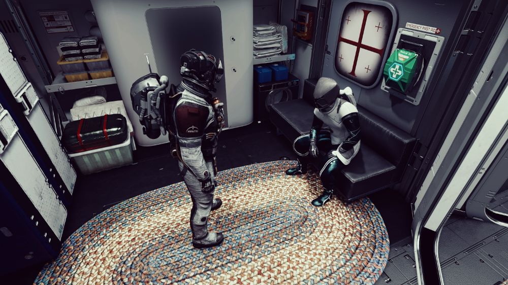Two Mantises, one in the Ace Pilot replacer and one in the vanilla suit, having a conversation about ridding their respective universes of Spacers and Pirates