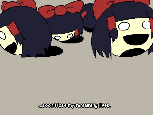 multiple reimu heads, subtitle "soon i lose my remaining lives"
