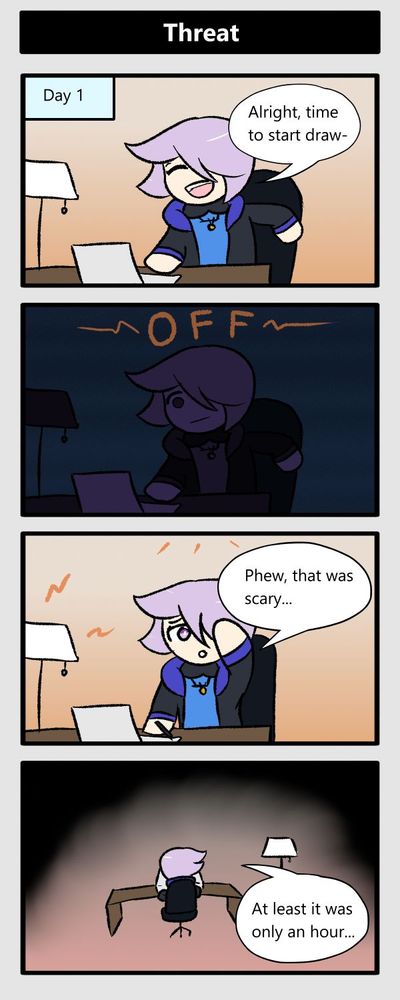 day 1. alright time to start draw- (lights go out) (lights come back) phew that was scary. at least it was only an hour (ominous aura)