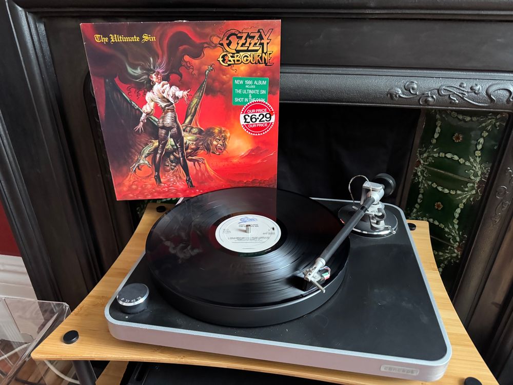 Turntable playing ozzy osbourne the ultimate sin album