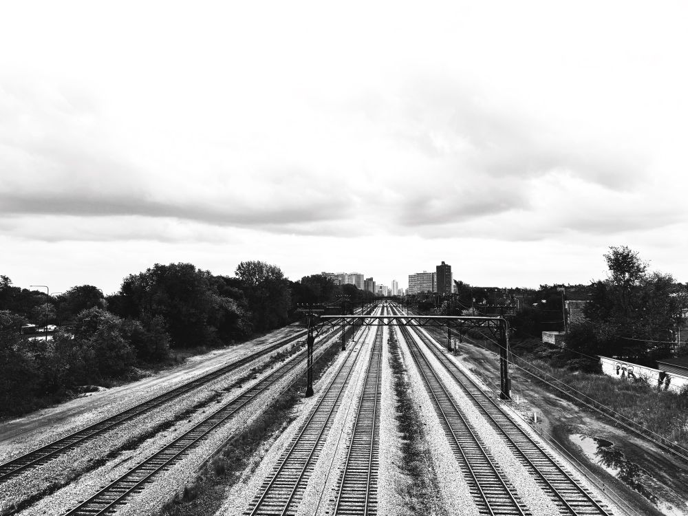 Railroad tracks running South through Chicago