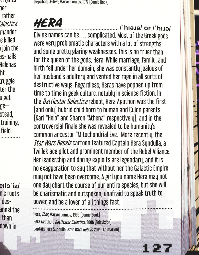 The Hera name entry from Naming Your Little Geek by Scott Rubin