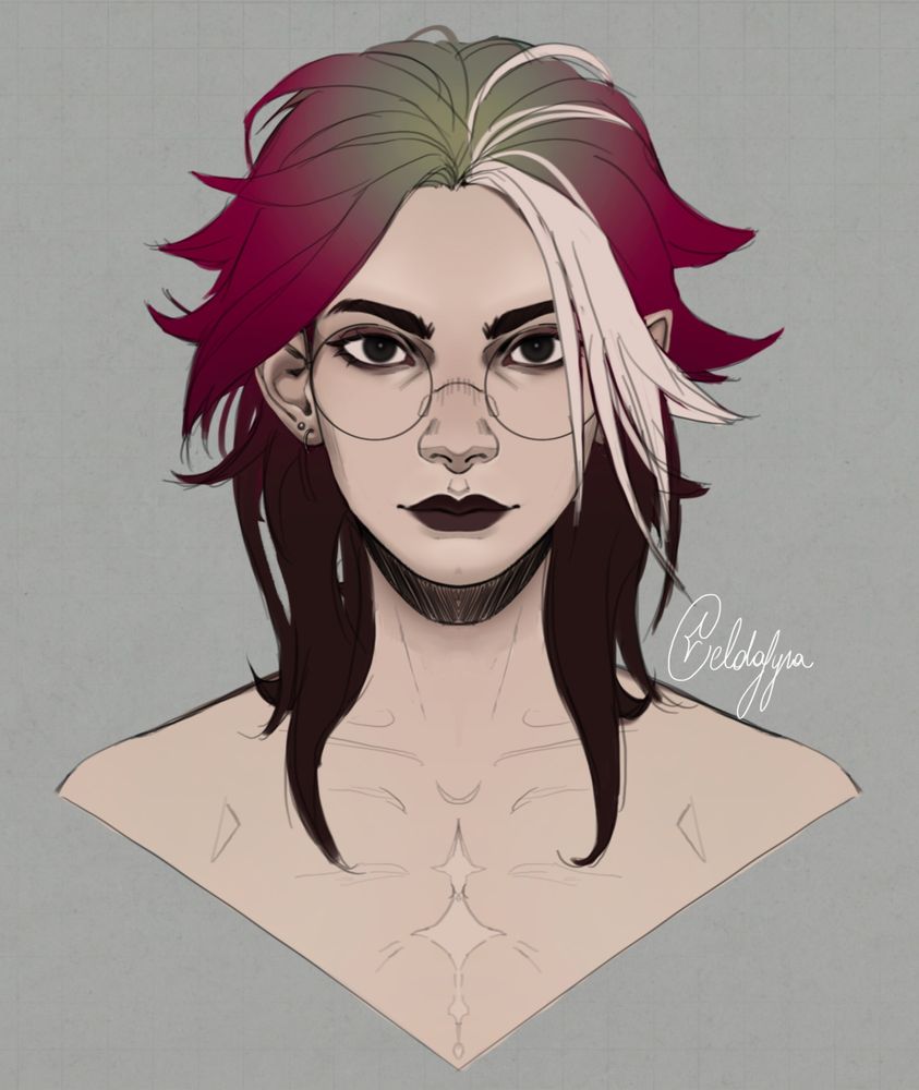Old portrait doodle of my character without the paint-over 