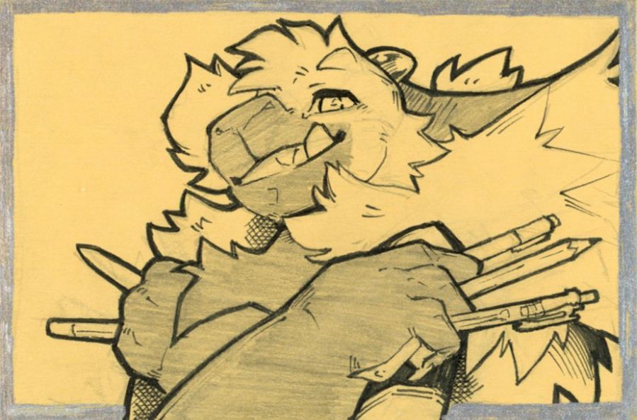 Tiny doing the wolverine claws with drawing tools!