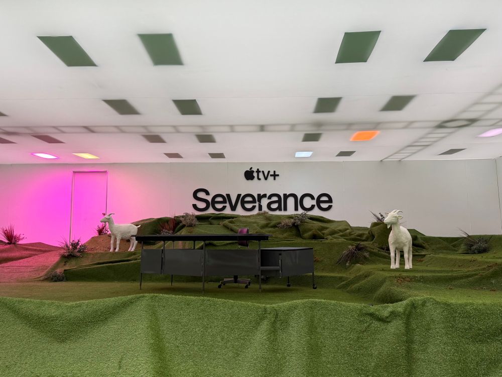 props set to look like the indoor ranch, aka goat room, from Severance inside Bell Works 