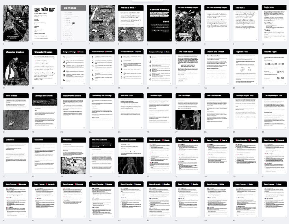 a grid of zine pages