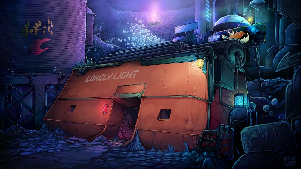 An undersea bar in a metal shipwreck. The bar is called The Lonely Light. 