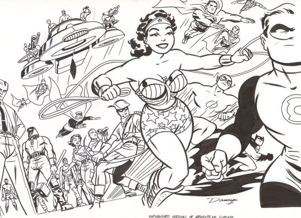 Classic Darwyn New Frontier original art with a lovely Wonder Woman front and center. 