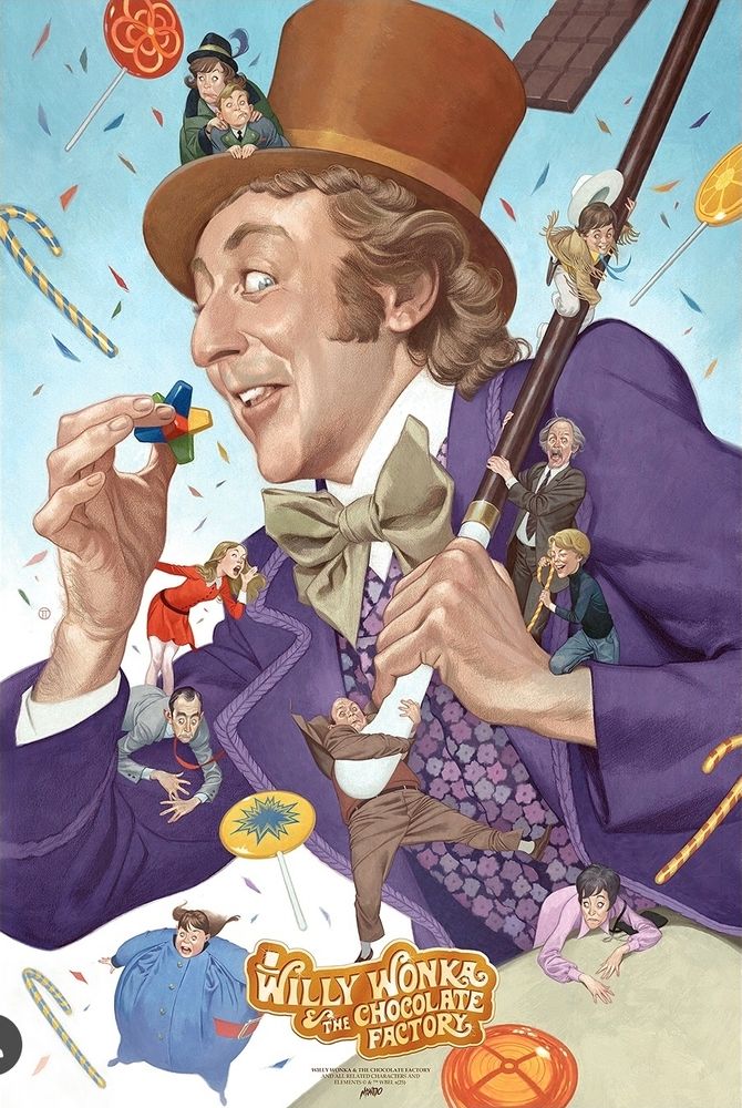 Beautiful color illustration of Wilder Wonka by Julian. A special print for mondo I think. 