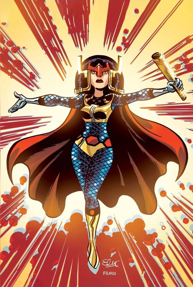 Beautiful color illustration of Big Barda that Elsa did for her mini print club. 