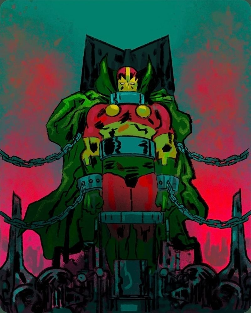 Color illustration of Mr. Miracle from DC comics. He's all chained up it seems but I'm sure he'll get away Scott free. 